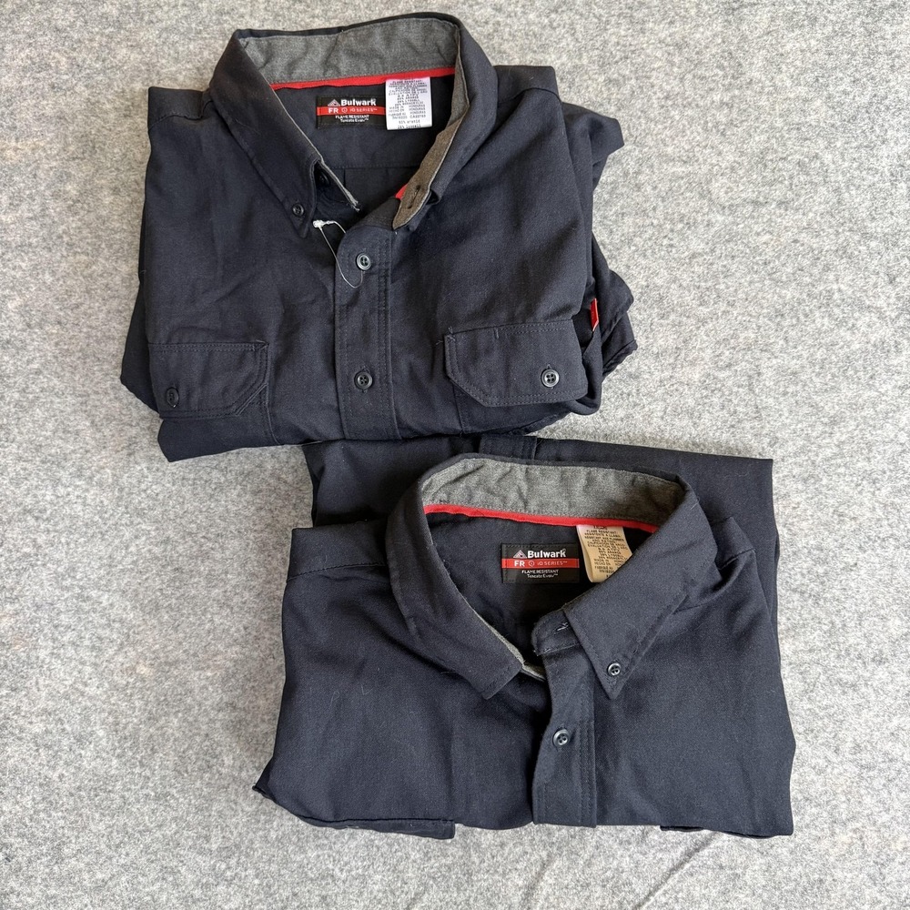 Bulwark Shirt Mens 2XL Lot 2 Blue FR IQ Series Button Up Long Sleeve Work